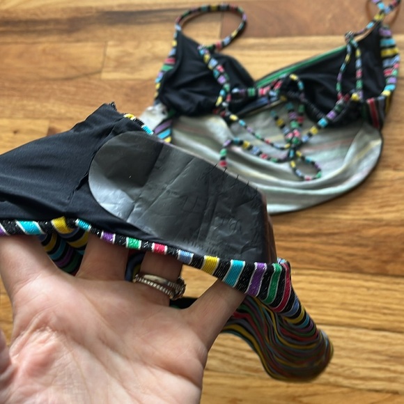 WEWOREWHAT striped shimmer two piece bikini size small top medium bottoms NWOT - Picture 5 of 5